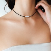 Colier cu perla naturala biwa si spinel cu argint 40 cm DiAmanti 232-48-G